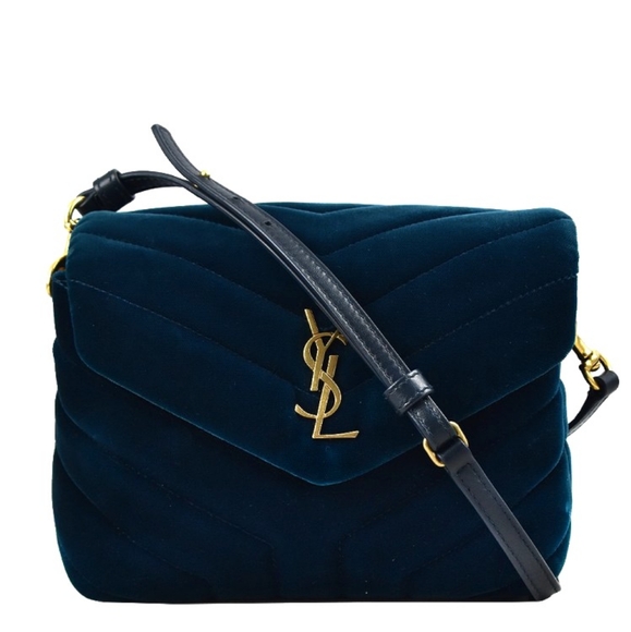 Very Rare!!! NEW!!! Saint Laurent YSL Blue Velvety Suede Toy Loulou Strap Bag - Picture 1 of 16